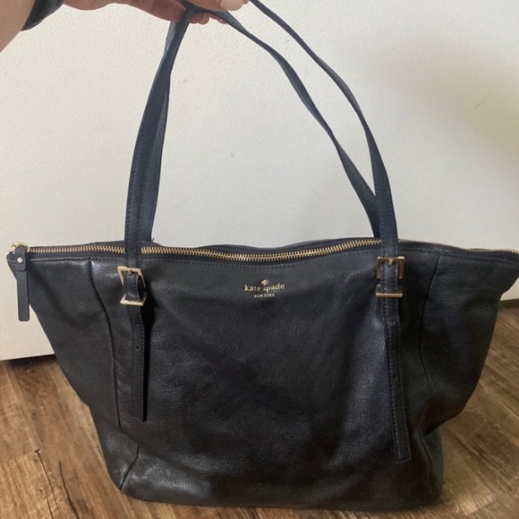 Kate Spade New York Large Black Leather Tote - Picture 1 of 6